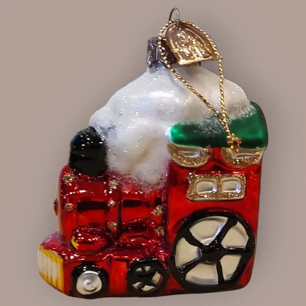 Shimmery Christmas Train Ornament Hand Blown Glass Thomas Pacconi Classics 2002